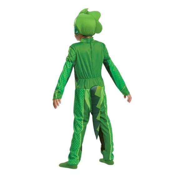 PJ Masks NWT Gekko Classic Halloween Costume Jumpsuit with Headpiece 3-4T - Picture 7 of 8